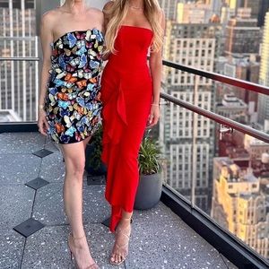 Solace London Thalia Red Midi Dress worn once perfect condition size 2